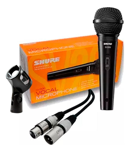 Microfone Shure Sv200 + Cabo 4,5m Xlr Balanceado+ Cachimbo