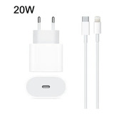 Carregador Usb-c 20w Compatível C/ iPhone + Cabo Turbo Usb-c Cor Branco