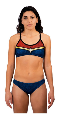 Malla Natación Mujer, Bikini Con Cordon Cap. Marvel Dagua 