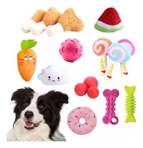 Kit Juguetes Para Mascota 10 Piezas Mixto Peluches Mordedero