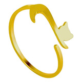 Anillo Argolla De Acero Color Oro Forma De Gato Michis Mujer