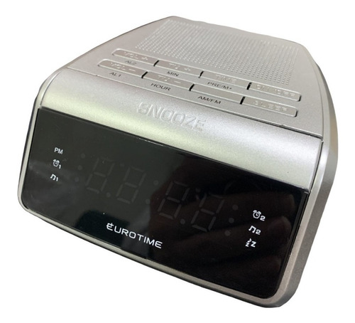 Radio Reloj Eurotime Am Fm 220v 33/509-23 Plateado Garantia