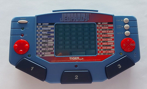 Jeopardy 1995 Tiger Electronic Incluye Cartucho #1 Original 