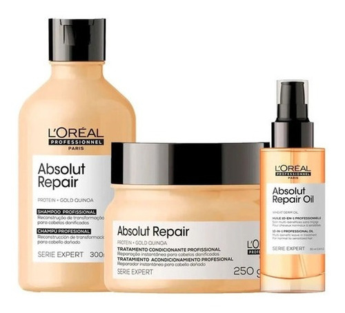 Loreal Pro Kit Absolut Repair Shampoo + Máscara + Óleo