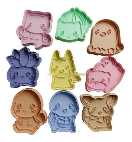 Set 9 Cortadores De Galletas Pokemon Chibi