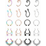 20 Piercing Falso Nariz Nostril Acero Septum Anillo