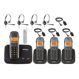 Kit Aparelho Telefone Fixo Bina 2 Linhas 3 Ramal E Headset