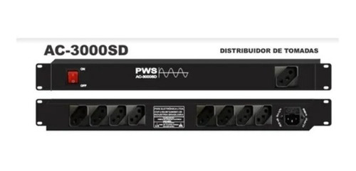 Extensão Filtro De Linha Pws Ac3000sd Régua Ac 3000w Rack 19