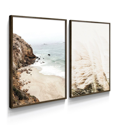Quadros Decorativos Floral Mar Praia Sala Quarto Moldura