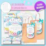 Kit Imprimible Nubes Y Arcoiris Candy Bar Decoracion R34