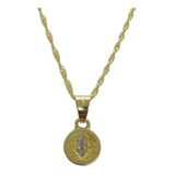Medalla De San Benito Doble Vista Bautizo Con Cadena Oro 10k