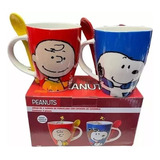 Dúo Tazas Snoopy Y Charlie Brown Con Cuchara Disney