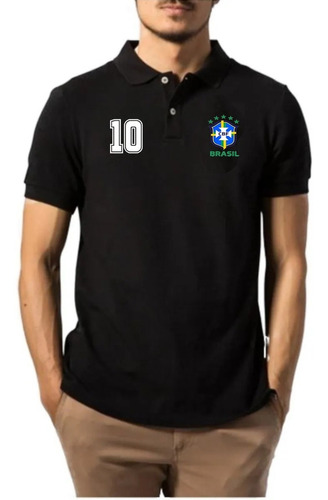 Camisa Masculina Gola Polo Seleção Brasileira Copa Do Mundo