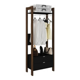 Guarda Roupa Solteiro Closet Az1011 Preto/nogal - Tecno Mobi