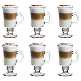 Set 6 Tazas Vidrio Cafe Capuchino Espresso Latte Cortado