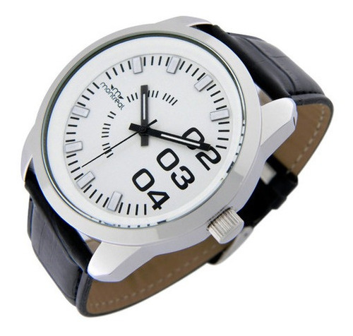 Reloj Pulsera Montreal Hombre Ml898 Metal Malla Cuero Sintet