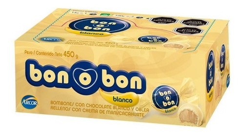 Bombón Bon O Bon Chocolate Blanco 30 Un. X 15 Grs