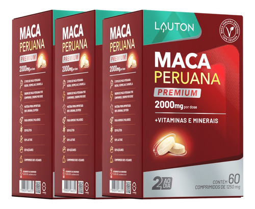 Maca Peruana 1000mg - 180 Tabs - Lauton Nutrition Envio Full