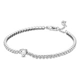 Brazalete Pandora En Plata De Ley Con Corazón Brillante