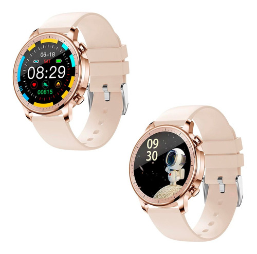 Relógio Feminino Smartwatch Touch Screen Game Dourado Rosa