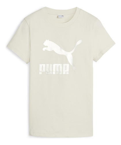 Polera Puma Classics Shiny Logo Tee (s) Blanco Mujer