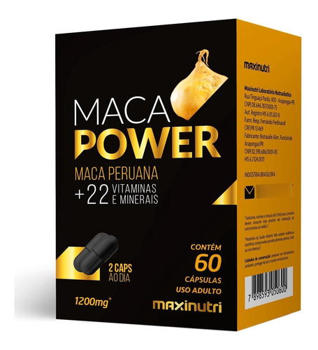 Maca Power 1200mg Vitaminas Minerais 60 Cápsulas Maxinutri