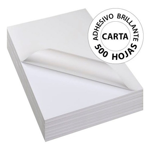 Papel Adhesivo Blanco Brillante Carta  - 500 Hojas