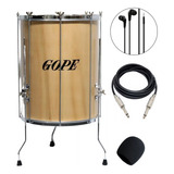 Surdo Gope 18 Pol. 60cm Madeira Com Aro Preto E Tripe