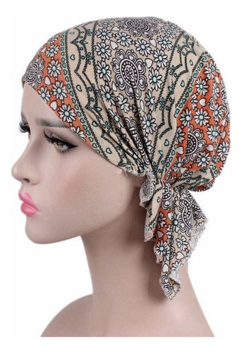 Chapéu Feminino Com Estampa De Turbante Elástico