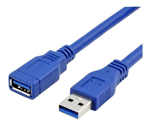 Cable Extensor Blindado Usb 3.0 Macho X Hembra De 1 Metro, Color Azul