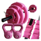 Kit Set 17 Kg Bsfit Discos Tobilleras Pesas Rusas Barra