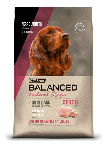 Vitalcan Balanced Exclusive Recipe Alimento Para Perro Adulto Todos Los Tamaños Sabor Cerdo Y Arroz En Bolsa De 3kg