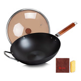 Wangyuanji Wok De Acero Al Carbono, Sartén Wok De 14,2 Con T