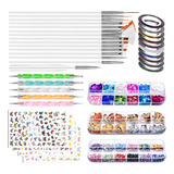 Kit De Herramientas De Diseño De Uñas Brocha Completa F