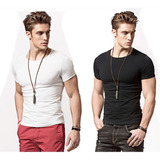 Kit 2 Camisas Masculinas Slim Fit Camiseta Básica Justa