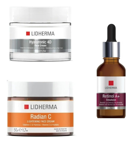 Hyaluronic 4d Cream + Radian C Cream + Retinol A+ Lidherma