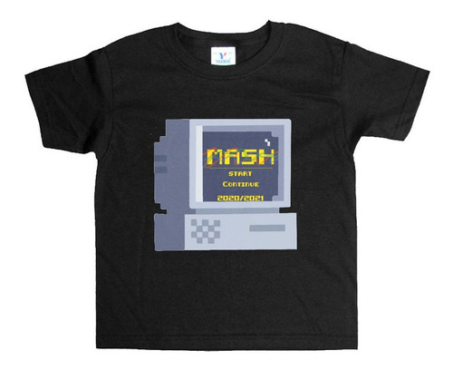 Remera Negra Adultos Pixel R67