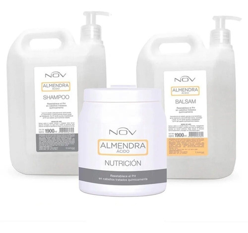Shampoo Acido Almendras + Balsamo 1900ml + Mascara 980gr Nov