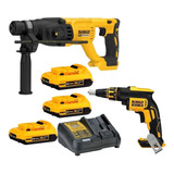 Parafusadeira Dcf620 + Martelete Dch133 20v 3 Bat 2ah Dewalt Cor Amarelo/preto