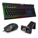 Combo Gamer Teclado Rgb Usb + Mouse Akira Rgb + Cámara Webhd