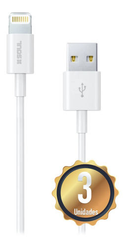 Pack X3 Cable Usb Largo 2m Para iPhone 5 6 7 8 Plus X Xr Xs