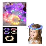 5 Pzas De Coronas Con Plumas Multicolor Con Luz Led Luminosa