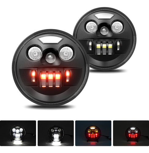 Par 7  Faros H4 Led Ojo Ángel Para Wrangler Jeep Vocho Jk