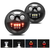 Par 7  Faros H4 Led Ojo Ángel Para Wrangler Jeep Vocho Jk