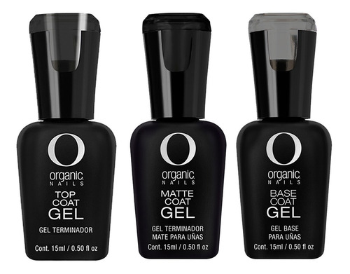 Kit Base Coat + Top Coat + Matte Coat By Organic Nails 3 Pzs