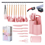 Juego De Utensilios Cocina De Silicona Juego Cuchillo 19pcs