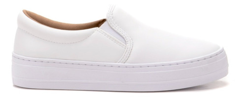 Sapatenis Feminino Slip On Iate Branco Elástico Confortável