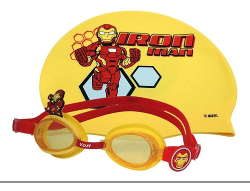  Set De Natación Iron Man Marvel Gorro/goggles 2 Piezas