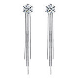 Elegantes Pendientes Largos De Borla Con Diamantes