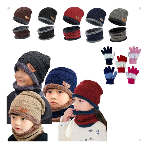 Kit 2 Touca De Frio Infantil Unissex + Cachecol Gorro+brinde